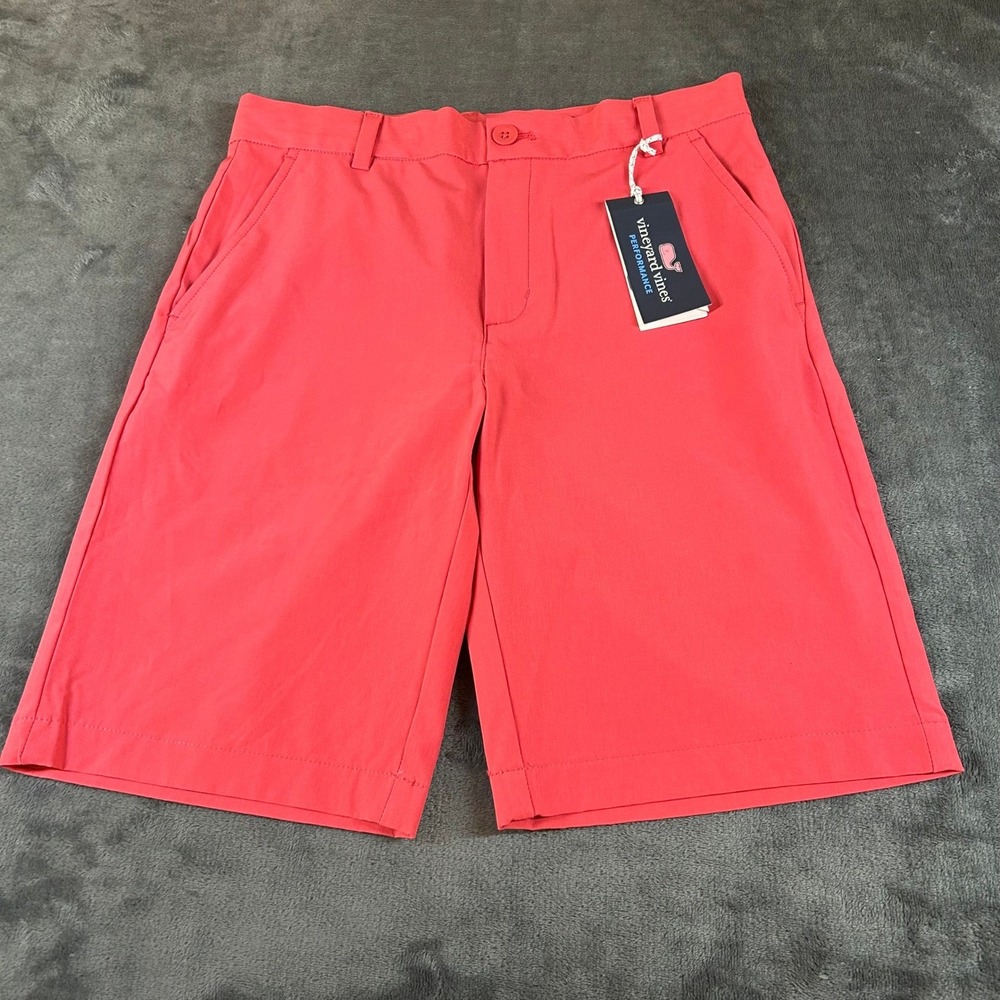Vineyard Vines Performance Breaker Shorts Kids Size 18 Sailors Red Stretch Golf